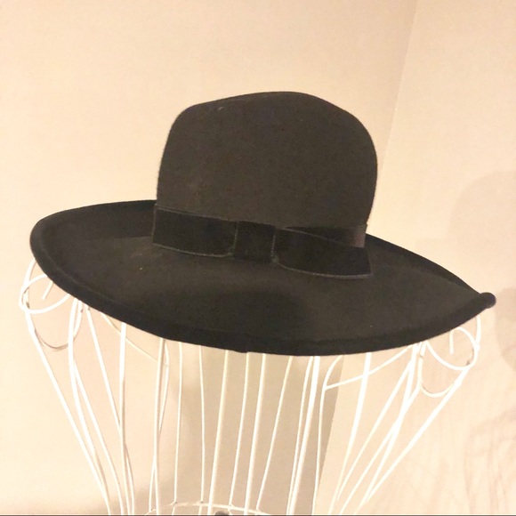 Vintage Bloomingdales Black 100% Wool Wide Brim Hat - Picture 3 of 9
